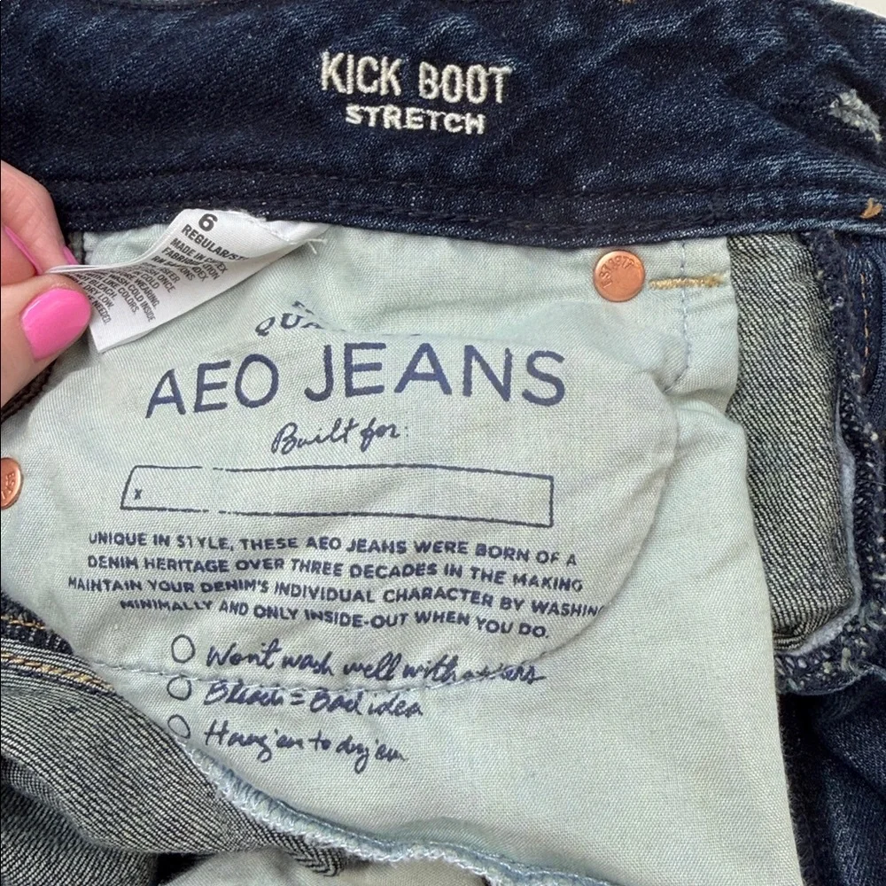American Eagle Kick Boot Stretch Blue Jeans Sz 6 - Picture 3 of 11